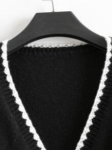 Qadelle Women's Dropped Shoulder Long Sleeve Asymmetrical Hem Casual Cardigan - Black - View 6