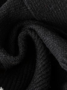 Qadelle Women's Dropped Shoulder Long Sleeve Asymmetrical Hem Casual Cardigan - Black - View 7