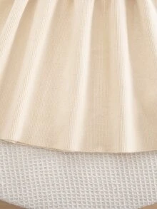 SHEIN Kids Young Girl Knit Round Neck Ruffle Hem Casual 3D Colorblock Bowknot Sweater Autumn Winter Dress - Multicolor - View 7