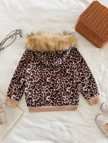 SHEIN جاكيت بقلنسوة بطبعة نمر للفتيات الصغيرات - متعدد الألوان - مشاهدة 5
