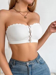 SHEIN 1件女款前扣式抹胸內衣 - 白色 - 查看 7