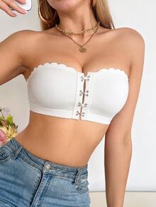 SHEIN 1件女款前扣式抹胸內衣 - 白色 - 查看 4
