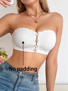 SHEIN 1件女款前扣式抹胸內衣 - 白色 - 查看 5