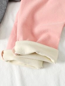 SHEIN Tween Girls Thermal Lined Ribbed Leggings 3pcs Set, Black Pink Grey Faux Patch, Back To School - Multicolor - View 10
