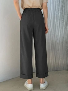 DAZY Casual Business Style Plain Color Tapered Trousers,Women Dress Pants - Dark Grey - View 2