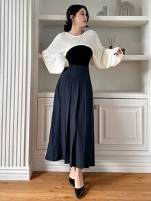 Dazy Star Women Solid Color Zip-Up Casual Versatile Skirt - Navy Blue - View 10
