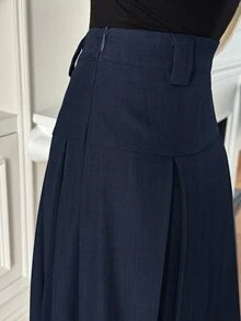 Dazy Star Women Solid Color Zip-Up Casual Versatile Skirt - Navy Blue - View 8
