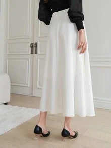 DAZY Women Daily Wear Solid Color Flared Skirt Fall - White - View 8