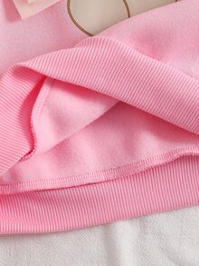 SHEIN 女童休閒可愛運動衫套裝，網紗蝴蝶結卡通熊設計，日常度假秋冬禮物首選 - 彩色 - 查看 8