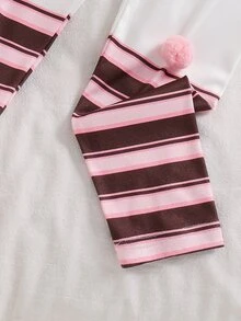 SHEIN 女童休閒可愛運動衫套裝，網紗蝴蝶結卡通熊設計，日常度假秋冬禮物首選 - 彩色 - 查看 7