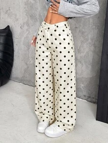 SHEIN PETITE بنطلون نسائي من الدنيم السميك بخصر غير متماثل وقصة فضفاضة وساق واسعة - أبيض - مشاهدة 6