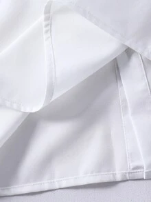 SHEIN Casuvi Kids 1件青少年男孩四季通用紳士基本款專業學院風純白色口袋長袖襯衫 - 白色 - 查看 3