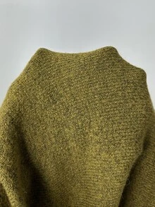 Aloruh Women's Autumn/Winter Half-Open Front Green Sweater,Cozy,University,Going Out - Green - View 3