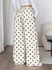 SHEIN PETITE Women's Thick Denim Asymmetrical Waist Loose Wide Leg Pants - White - View 2