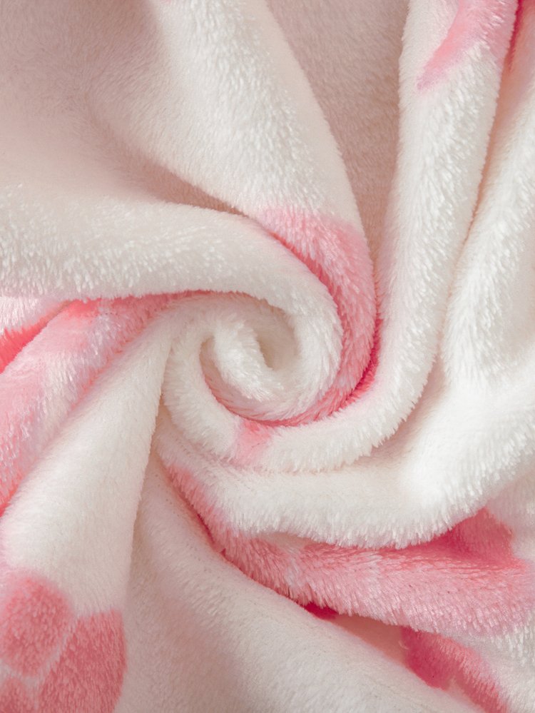SHEIN Young Girl Young Girl Knitted Faux Fur Bow Pattern Hooded Casual Loungewear - Pink - View 10