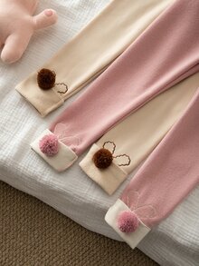 SHEIN 女童毛球裝飾保暖內搭褲 秋冬款 - 彩色 - 查看 7
