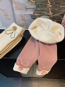SHEIN 女童毛球裝飾保暖內搭褲 秋冬款 - 彩色 - 查看 3