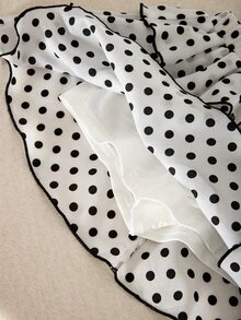 SHEIN 女童小女孩波點百褶休閒百搭日常裙 - 白色 - 查看 8