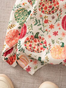 SHEIN Baby Girl Casual Cute Leaf Pattern Green Hooded Long Sleeve Sweatshirt Autumn Winter Clothes For Girl - Apricot - View 6