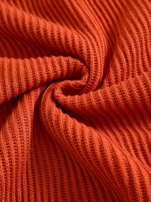 Rusticease Women's Plus Size Thick Knit Sweater, Solid Color V-Neck Loose Fit, Autumn/Winter - Orange - View 4