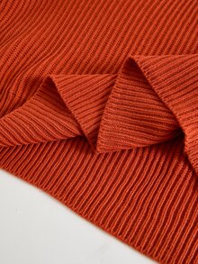 Rusticease Women's Plus Size Thick Knit Sweater, Solid Color V-Neck Loose Fit, Autumn/Winter - Orange - View 6