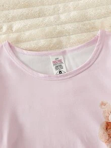 SHEIN 青少年女孩可愛灰色無尾熊印花圓領長袖上衣與全印花長褲休閒舒適懶人居家服2件套 - 彩色 - 查看 9