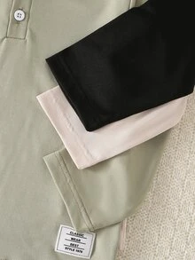 SHEIN 男童時尚休閒多色3件組T恤套裝，長袖T恤，適合日常穿著，春/秋季季節過渡，可作外套與疊穿 - 彩色 - 查看 6
