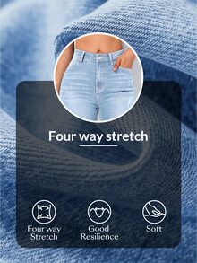 Flexra Spring High Waist Slant Pocket Ripped Skinny Jeans - Light Wash - View 10