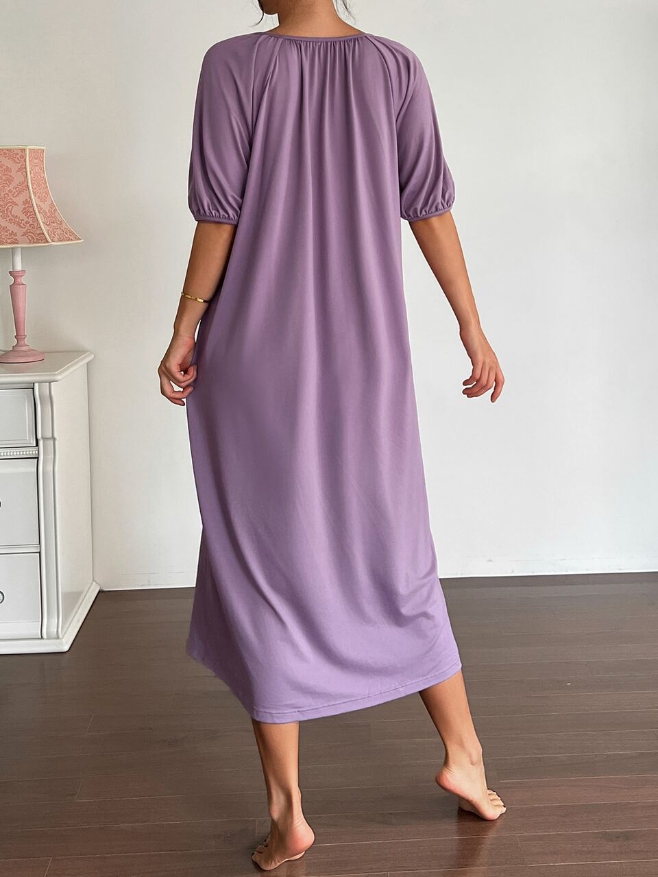Women's Comfortable Minimalist Pleated Loungewear Dress