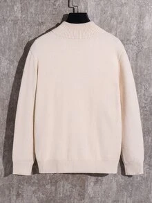 SHEIN 兒童青少年男孩休閒韓系學院風針織開襟開衫毛衣，百搭開襟針織開衫，適合學校、日常休閒、校園出遊、運動，秋冬穿著 - 杏色 - 查看 4