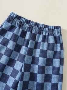 SHEIN 中性嬰兒男/女童 2件組秋冬保暖內裡加厚可愛鵝圖案運動衫套裝，嬰兒男童冬季套裝，運動服，街頭風 - 霧霾藍 - 查看 6