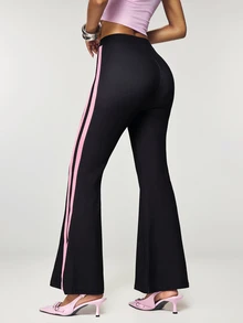 THE POWERPUFF GIRLS X SHEIN Women's Side Stripe Flare Leggings - Black - View 2