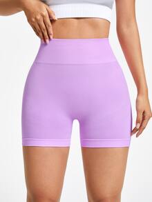 Slayform Slayform Sömlösa sportshorts med hög midja i enfärgat - Mauve Mist - Visa 6