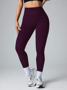 Solea Cove Solea Cove Seamless High Stretch Yoga Sports Leggings With Mesh Panels - Red Violet - View 5