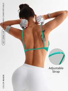 Solea Cove Solea Cove Women Seamless Sports Bra (Black) - Green - View 3