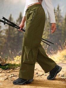 Exploreva Women's Outdoor Sports Hiking Cargo Pants - Army Green - View 3