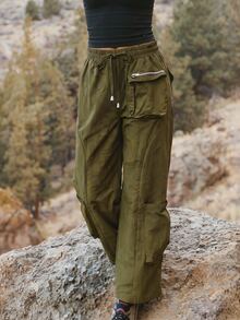 Exploreva Women's Outdoor Sports Hiking Cargo Pants - Army Green - View 2