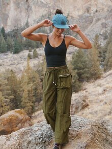 Exploreva Women's Outdoor Sports Hiking Cargo Pants - Army Green - View 1