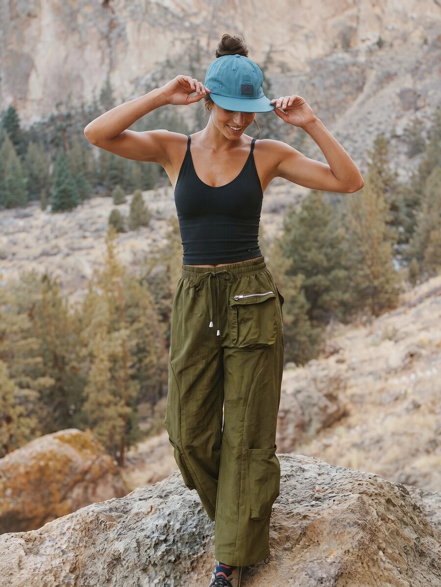 Exploreva Women's Outdoor Sports Hiking Cargo Pants - Army Green - View 1