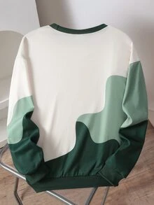 Boys' Fashionable Asymmetrical Print Sweatshirt Top, Suitable For Daily Wear, School, Autumn/Winter, Spring/Autumn - Multicolor - View 2