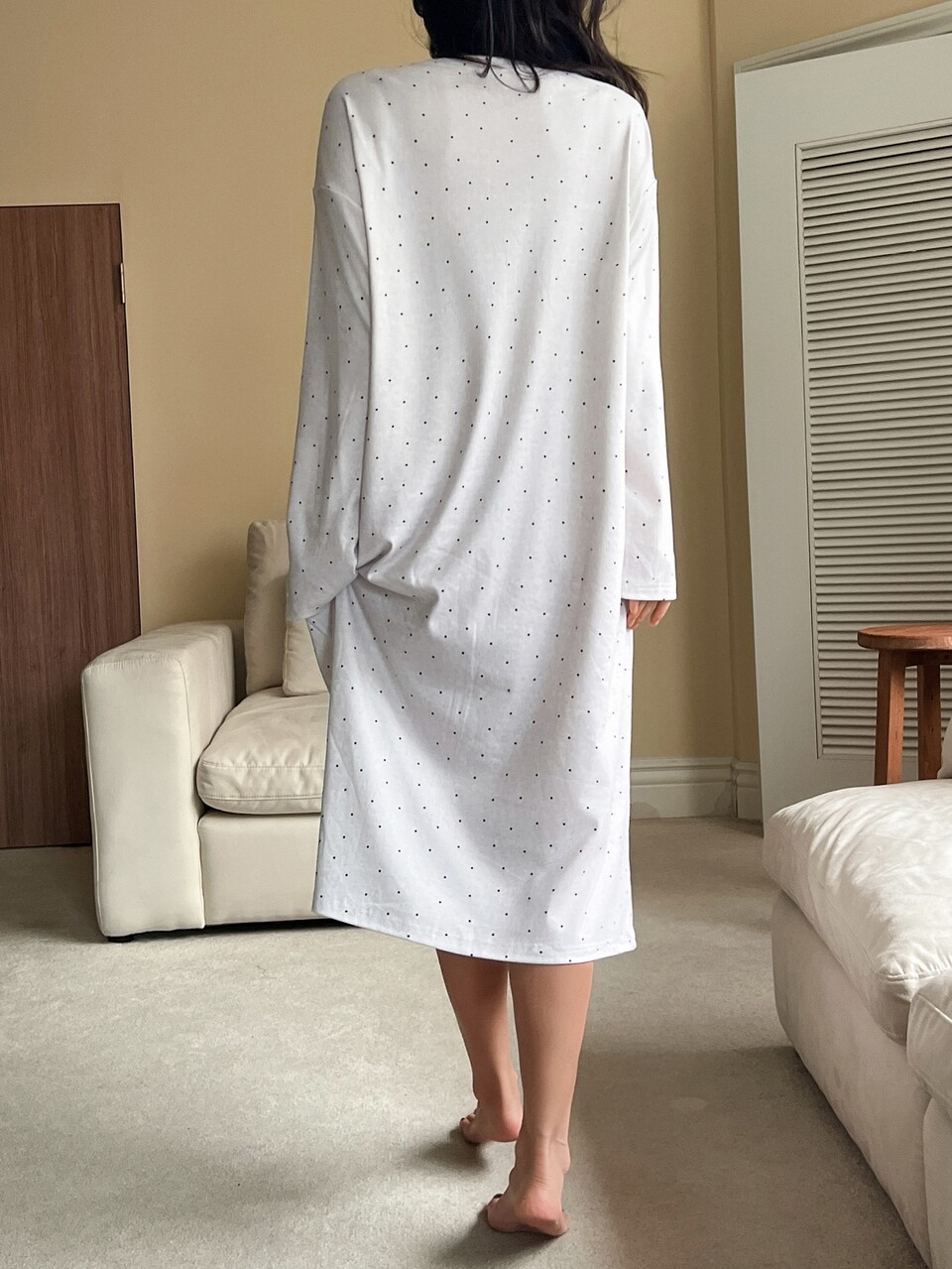 Women's Cartoon Print Round Neck Long Sleeve Casual Nightgown