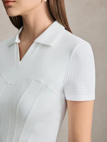 Activina Women's Solid Color Short Sleeve Casual Fitness Sports Polo Shirt - White - View 7