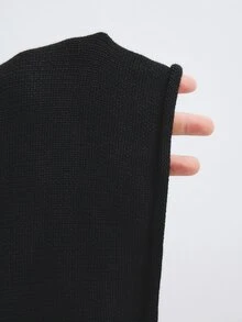 ATUI Studio Sweater Lengan Panjang Wanita Warna Polos Kasual Serbaguna untuk Pemakaian Sehari-hari - Hitam - View 9