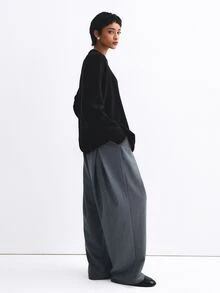 ATUI Studio Sweater Lengan Panjang Wanita Warna Polos Kasual Serbaguna untuk Pemakaian Sehari-hari - Hitam - View 8