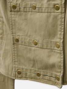 Nöista Military Green Jacket With Double Breasted Buttons. Fall Winter, Casual, Commuting, Going Out. - Green - View 10