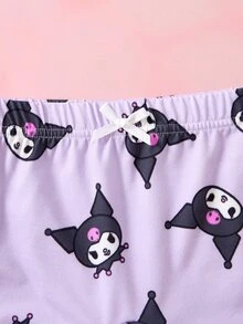 HELLO KITTY AND FRIENDS | SHEIN Set Pakaian Dalam Camisole dan Celana Pendek Motif Kartun untuk Anak Perempuan - Purple - View 5