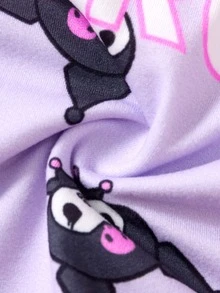HELLO KITTY AND FRIENDS | SHEIN Set Pakaian Dalam Camisole dan Celana Pendek Motif Kartun untuk Anak Perempuan - Purple - View 7