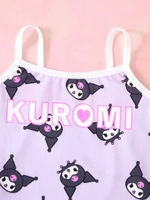 HELLO KITTY AND FRIENDS | SHEIN Set Pakaian Dalam Camisole dan Celana Pendek Motif Kartun untuk Anak Perempuan - Purple - View 4