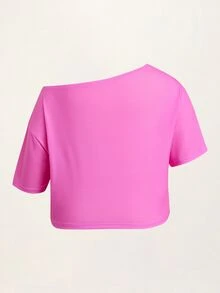 LOONEY TUNES X SHEIN Plus Size Street Cartoon Graphic Print Fashion T-Shirt - Pink - View 2