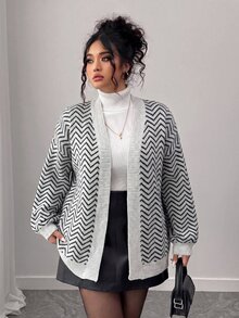 Elenzga 秋冬時尚休閒拼色拼接棋盤格女款長袖寬鬆顯瘦大尺碼開襟衫，外穿上衣，度假、派對適用 - 黑色 - 查看 7